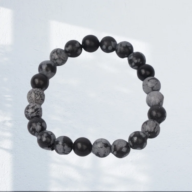 Natural Snowflake Obsidian Bracelet 